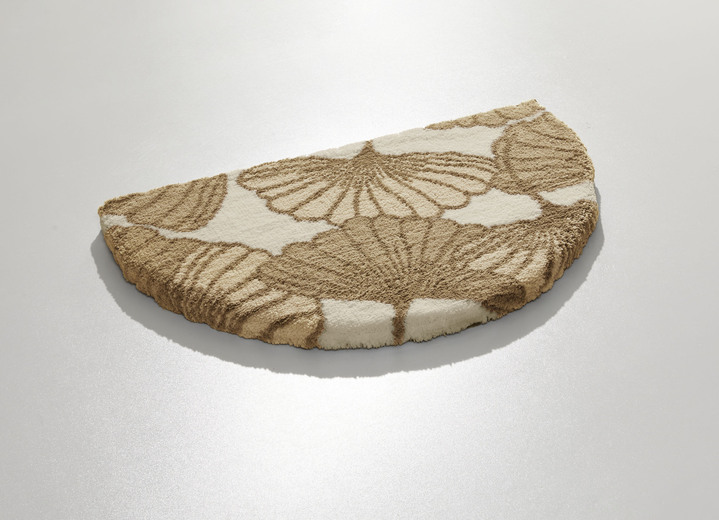 Badgarnituren - Badgarnitur mit Ginkgoblätter-Motiv, in Größe 100 (Vorleger halbrund, 50/ 80 cm) bis 112 (WC-Deckelbezug, 47/ 50 cm), in Farbe CAPPUCCINO Ansicht 1