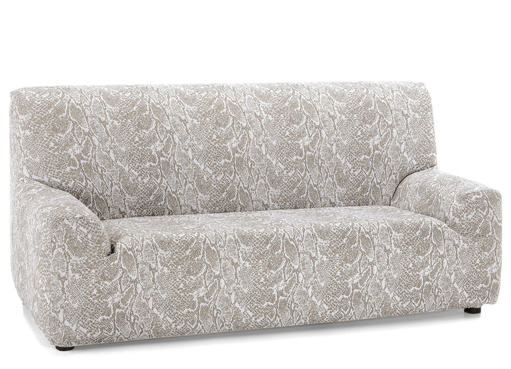 Sessel- & Sofaüberwürfe - Pflegeleichte Stretchbezüge in Schlangenoptik, in Größe 101 (Sesselbezug) bis 113 (Ohrensessel-Bezug), in Farbe CREME Ansicht 10