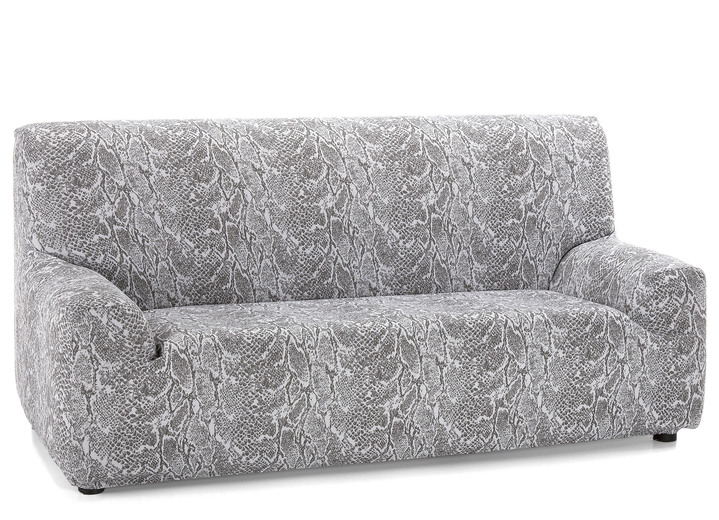 Sessel- & Sofaüberwürfe - Pflegeleichte Stretchbezüge in Schlangenoptik, in Größe 101 (Sesselbezug) bis 113 (Ohrensessel-Bezug), in Farbe CREME Ansicht 3