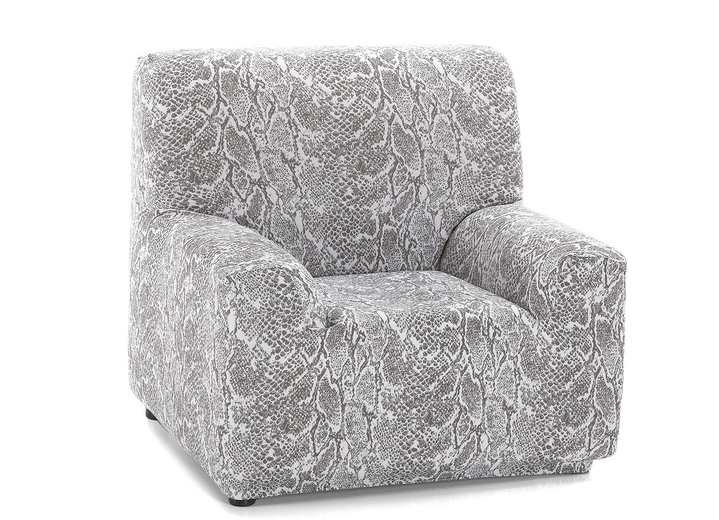 Sessel- & Sofaüberwürfe - Pflegeleichte Stretchbezüge in Schlangenoptik, in Größe 101 (Sesselbezug) bis 113 (Ohrensessel-Bezug), in Farbe CREME Ansicht 4