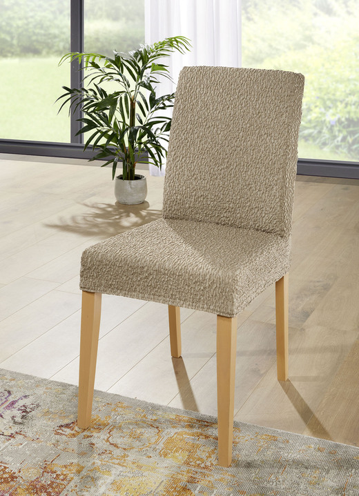 Sessel- & Sofaüberwürfe - Strapazierfähiger Stretch-Stuhlbezug, bi-elastisch, in Größe 106 (Stuhlbezug) bis 111 (Stuhlbezug, 2er-Set), in Farbe CAMEL Ansicht 1