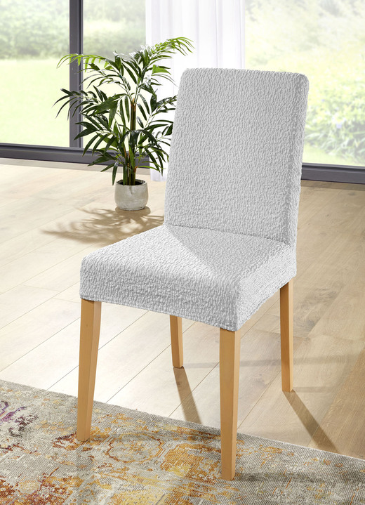 Sessel- & Sofaüberwürfe - Strapazierfähiger Stretch-Stuhlbezug, bi-elastisch, in Größe 106 (Stuhlbezug) bis 111 (Stuhlbezug, 2er-Set), in Farbe SILBER Ansicht 1