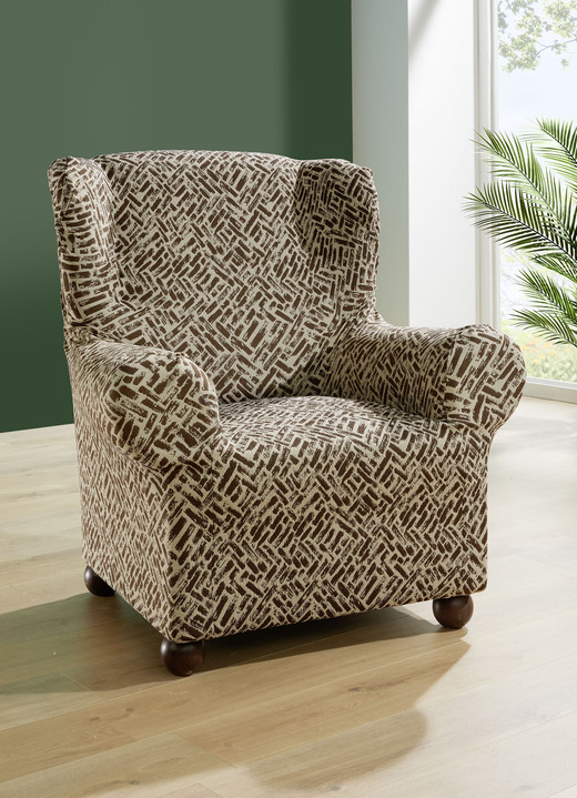 Sessel- & Sofaüberwürfe - Angenehme Stretchbezüge, in Größe 101 (Sesselbezug) bis 113 (Ohrensessel-Bezug), in Farbe CREME Ansicht 8