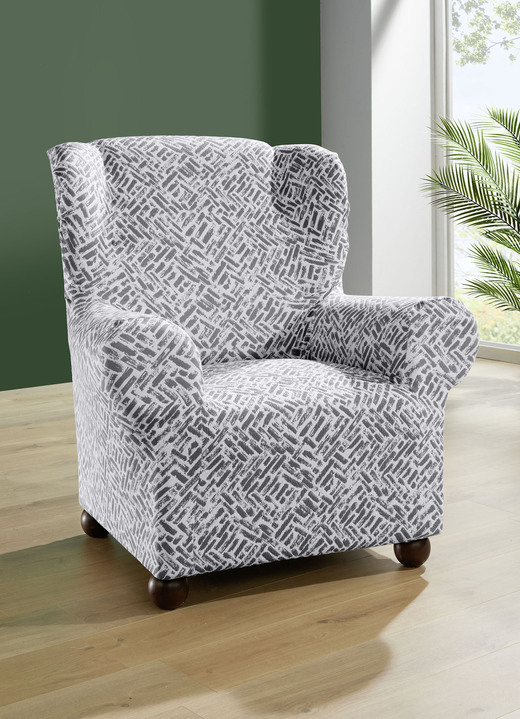 Sessel- & Sofaüberwürfe - Angenehme Stretchbezüge, in Größe 101 (Sesselbezug) bis 113 (Ohrensessel-Bezug), in Farbe CREME Ansicht 14