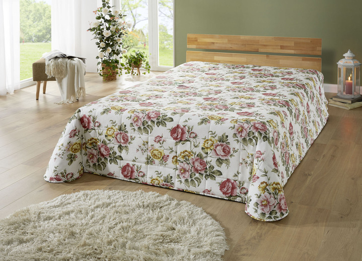 Tagesdecken - Tagesdecke mit Karosteppung und Kissenbezüge, in Größe 873 (für Einzelbett, 135x210 cm) bis 924 (Kissenbezug, 40x 80 cm), in Farbe GELB Ansicht 1