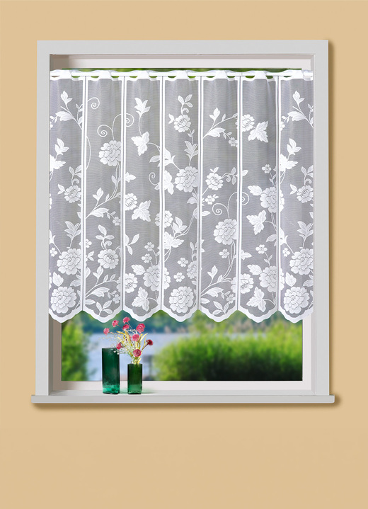 Kurzgardinen - Kleinfenster-Store mit Stangendurchzug, in Größe 878 (80x 98 cm) bis 898 (120x198 cm), in Farbe WEISS
