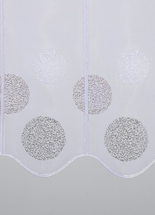 Kurzgardinen - Kurzstore mit gewelltem Abschluss, in Größe 661 (H30xB 96 cm) bis 884 (H90xB160 cm), in Farbe TAUPE-WEISS Ansicht 3