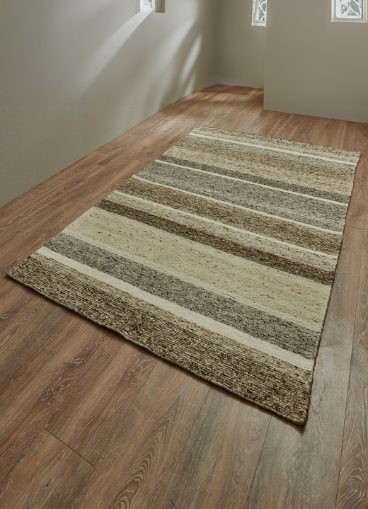 Modern - Brücken und Teppiche aus natürlichen Materialien, in Größe 103 (Brücke, 60x 90 cm) bis 292 (Teppich, 250x350 cm), in Farbe GESTREIFT Ansicht 1