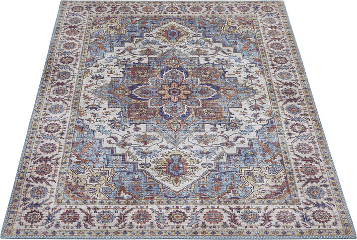 Klassisch - Pflegeleichte, gewebte Brücken und Teppiche, in Größe 113 (Brücke, 80x150 cm) bis 301 (Teppich, ø 100 cm), in Farbe BLAU Ansicht 1
