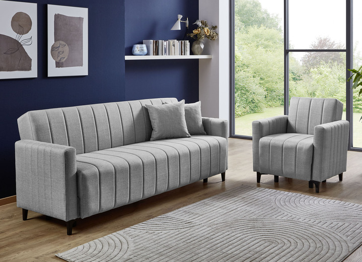 Polstergruppen - Frei im Raum aufstellbare Polstermöbel mit Bettfunktion, in Farbe GRAU, in Ausführung Polstergruppe, 2-teilig (1 Dreisitzer, 1 Zweisitzer) Ansicht 11