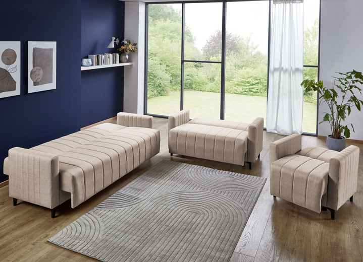 Polstergruppen - Frei im Raum aufstellbare Polstermöbel mit Bettfunktion, in Farbe GRAU, in Ausführung Polstergruppe, 2-teilig (1 Dreisitzer, 1 Zweisitzer) Ansicht 8