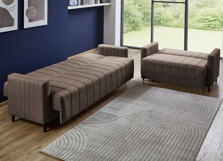 Polstergruppen - Frei im Raum aufstellbare Polstermöbel mit Bettfunktion, in Farbe GRAU, in Ausführung Polstergruppe, 2-teilig (1 Dreisitzer, 1 Zweisitzer) Ansicht 6