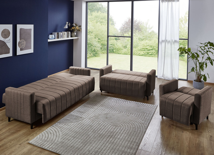 Polstergruppen - Frei im Raum aufstellbare Polstermöbel mit Bettfunktion, in Farbe GRAU, in Ausführung Polstergruppe, 2-teilig (1 Dreisitzer, 1 Zweisitzer) Ansicht 10
