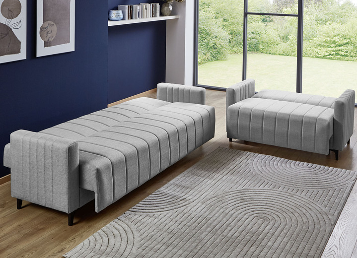 Polstergruppen - Frei im Raum aufstellbare Polstermöbel mit Bettfunktion, in Farbe GRAU, in Ausführung Polstergruppe, 2-teilig (1 Dreisitzer, 1 Zweisitzer) Ansicht 2