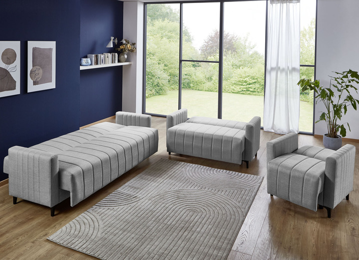 Polstergruppen - Frei im Raum aufstellbare Polstermöbel mit Bettfunktion, in Farbe GRAU, in Ausführung Polstergruppe, 2-teilig (1 Dreisitzer, 1 Zweisitzer) Ansicht 12
