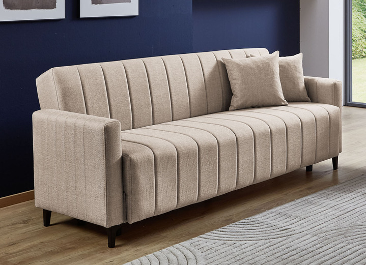 Polstergruppen - Frei im Raum aufstellbare Polstermöbel mit Bettfunktion, in Farbe GRAU, in Ausführung Polstergruppe, 2-teilig (1 Dreisitzer, 1 Zweisitzer) Ansicht 13