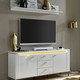 TV- & Hifi-Möbel - TV-Longboard mit LED-Beleuchtung, in Farbe SCHWARZ-GOLD, in Ausführung groß – Farbe WEISS-GOLD – Ansicht 2