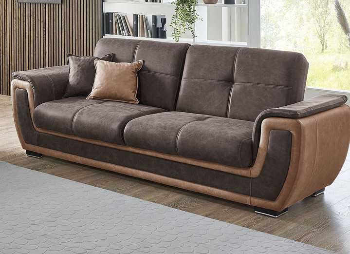 Polstergruppen - Polstermöbel mit Liegefunktion und Bettkasten, in Farbe GRAU-CREME, in Ausführung Polsterecke Ansicht 24