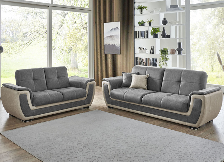 Polstergruppen - Polstermöbel mit Liegefunktion und Bettkasten, in Farbe GRAU-CREME, in Ausführung Polsterecke Ansicht 5