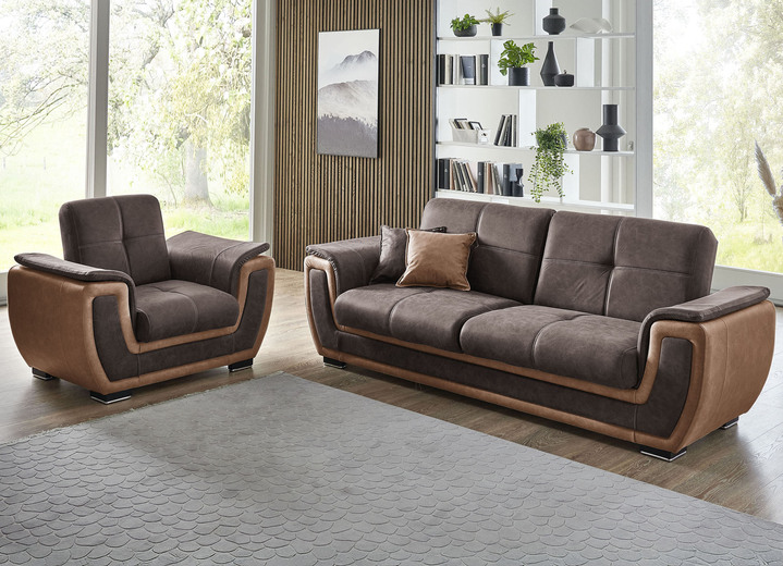 Polstergruppen - Polstermöbel mit Liegefunktion und Bettkasten, in Farbe GRAU-CREME, in Ausführung Polsterecke Ansicht 22