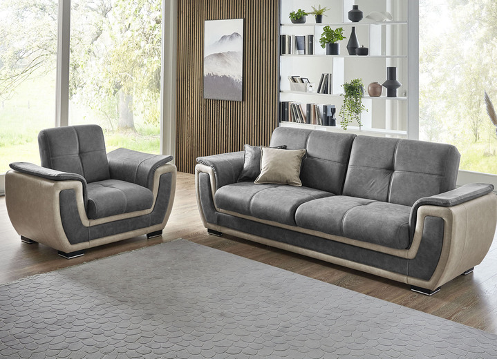 Polstergruppen - Polstermöbel mit Liegefunktion und Bettkasten, in Farbe GRAU-CREME, in Ausführung Polsterecke Ansicht 20