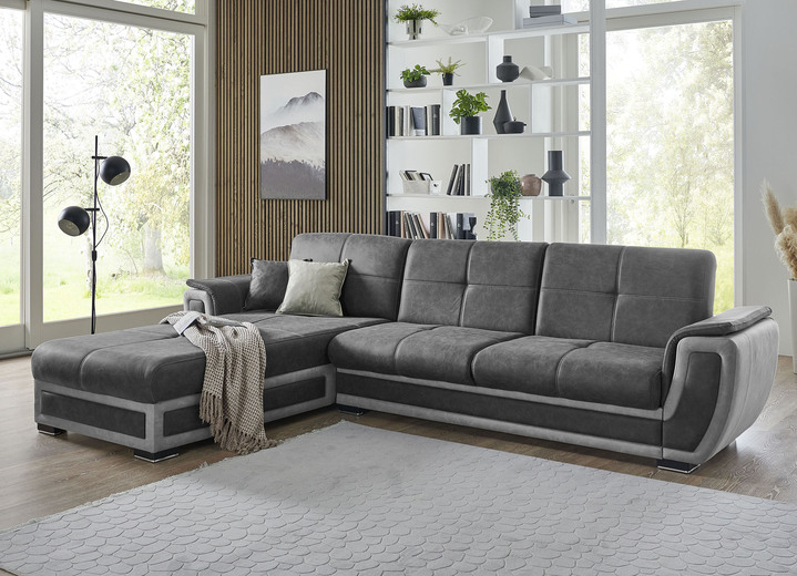 Polstergruppen - Polstermöbel mit Liegefunktion und Bettkasten, in Farbe GRAU-CREME, in Ausführung Polsterecke Ansicht 14