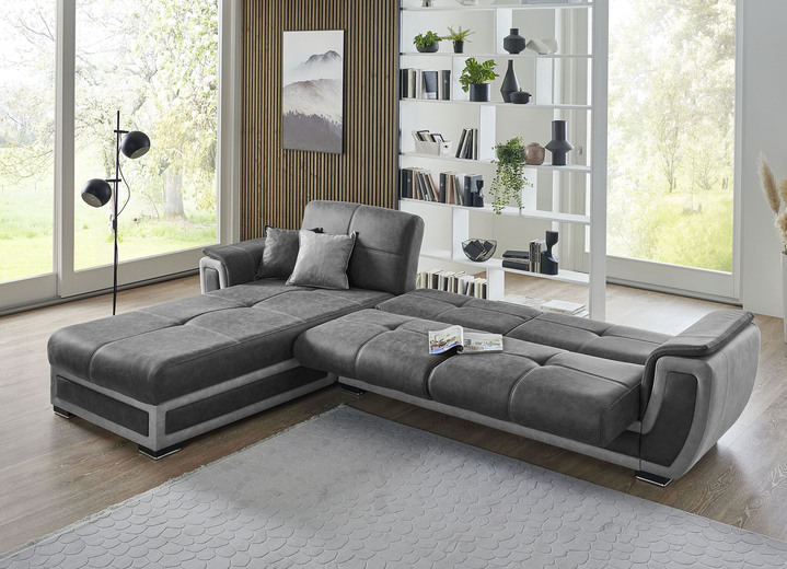 Polstergruppen - Polstermöbel mit Liegefunktion und Bettkasten, in Farbe GRAU-CREME, in Ausführung Polsterecke Ansicht 15