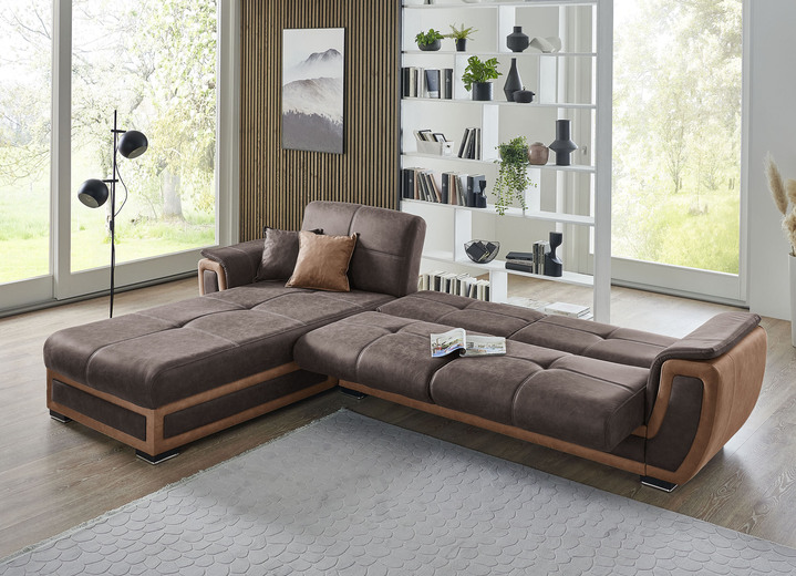 Polstergruppen - Polstermöbel mit Liegefunktion und Bettkasten, in Farbe GRAU-CREME, in Ausführung Polsterecke Ansicht 18