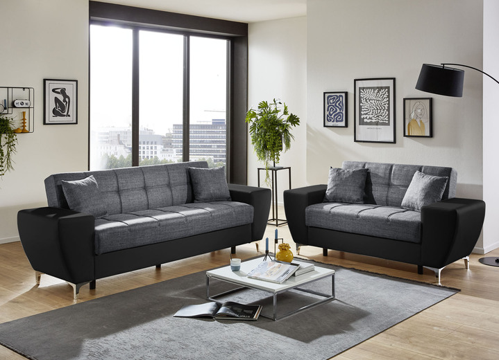 Polstergruppen - Frei im Raum aufstellbare Polstermöbel mit Bettkasten und Liegefunktion, in Farbe BRAUN-BRAUN, in Ausführung Dreisitzer Ansicht 5