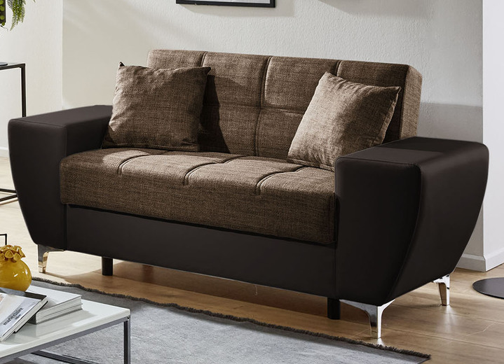 Polstergruppen - Frei im Raum aufstellbare Polstermöbel mit Bettkasten und Liegefunktion, in Farbe BRAUN-BRAUN, in Ausführung Dreisitzer Ansicht 13