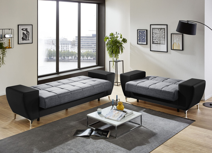 Polstergruppen - Frei im Raum aufstellbare Polstermöbel mit Bettkasten und Liegefunktion, in Farbe BRAUN-BRAUN, in Ausführung Dreisitzer Ansicht 6