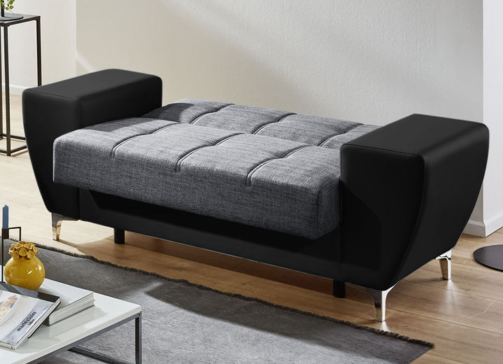 Polstergruppen - Frei im Raum aufstellbare Polstermöbel mit Bettkasten und Liegefunktion, in Farbe BRAUN-BRAUN, in Ausführung Dreisitzer Ansicht 12