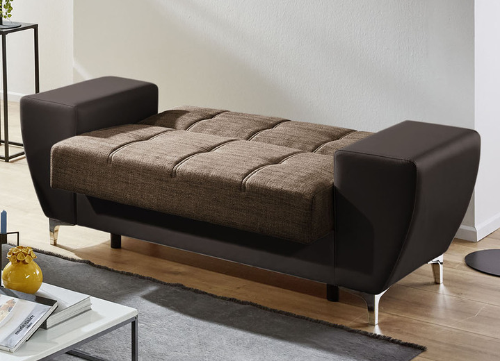 Polstergruppen - Frei im Raum aufstellbare Polstermöbel mit Bettkasten und Liegefunktion, in Farbe BRAUN-BRAUN, in Ausführung Dreisitzer Ansicht 14