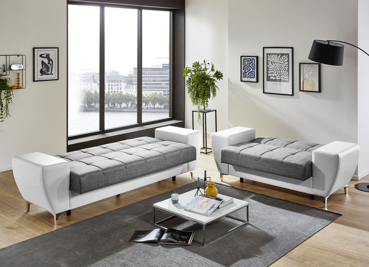 Polstergruppen - Frei im Raum aufstellbare Polstermöbel mit Bettkasten und Liegefunktion, in Farbe BRAUN-BRAUN, in Ausführung Dreisitzer Ansicht 4