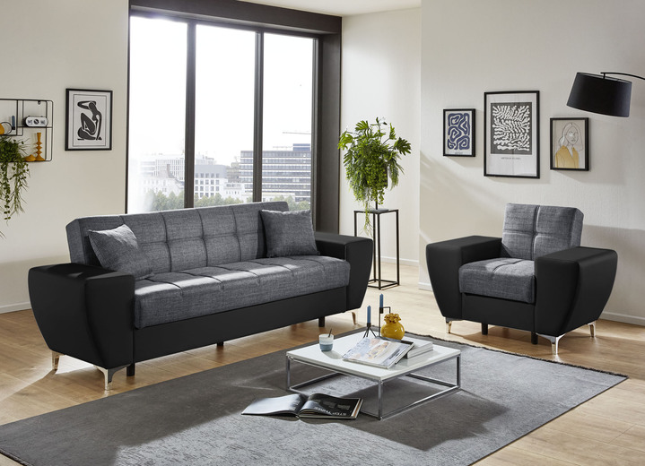 Polstergruppen - Frei im Raum aufstellbare Polstermöbel mit Bettkasten und Liegefunktion, in Farbe BRAUN-BRAUN, in Ausführung Dreisitzer Ansicht 23