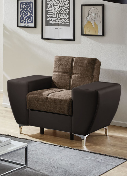 Polstergruppen - Frei im Raum aufstellbare Polstermöbel mit Bettkasten und Liegefunktion, in Farbe BRAUN-BRAUN, in Ausführung Dreisitzer Ansicht 17