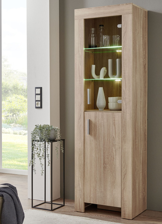 Vitrinen - Vitrinen mit LED-Beleuchtung, in Farbe WEISS, in Ausführung 2-türig, Türanschlag links Ansicht 4