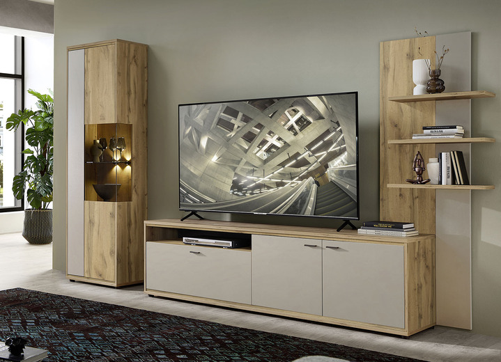 Wohnwände - Wohnwand mit LED-Beleuchtung, in Farbe ARTISAN EICHE-GRAFIT Ansicht 6