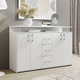 Sideboards - Stylisches Highboard, in Farbe EICHE SONOMA-WEISS – Farbe WEISS – Ansicht 1