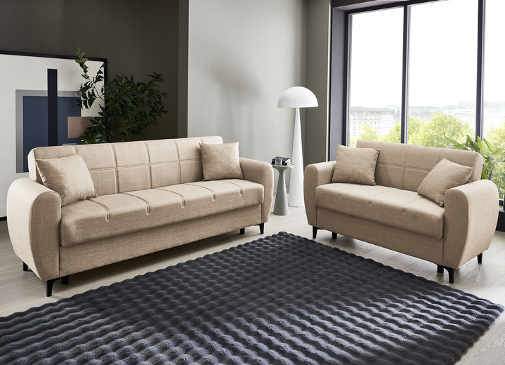 Polstergruppen - Frei im Raum aufstellbare Polstermöbel mit Bettfunktion, in Farbe BEIGE, in Ausführung Zweisitzer Ansicht 13