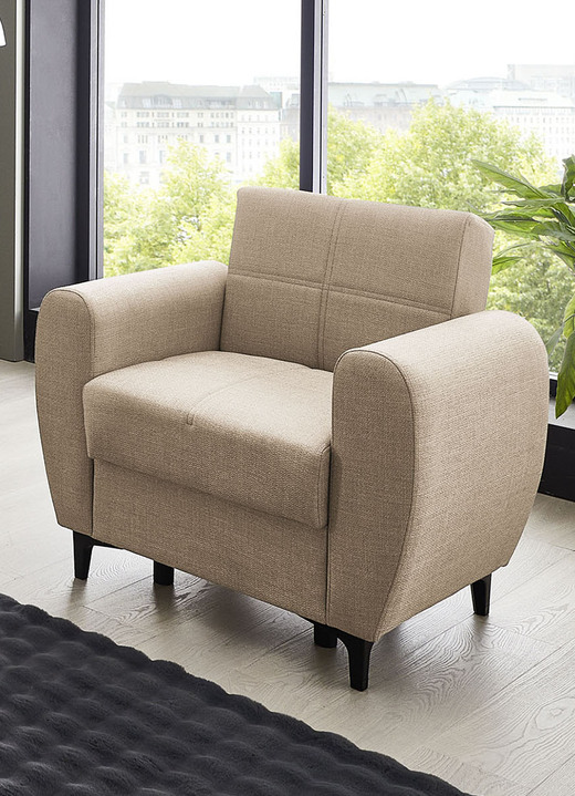 Polstergruppen - Frei im Raum aufstellbare Polstermöbel mit Bettfunktion, in Farbe BEIGE, in Ausführung Sessel Ansicht 1