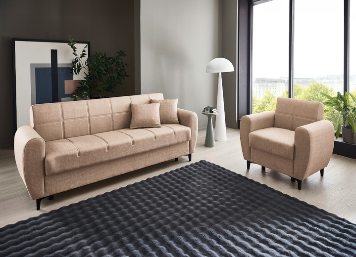 Polstergruppen - Frei im Raum aufstellbare Polstermöbel mit Bettfunktion, in Farbe BEIGE, in Ausführung Zweisitzer Ansicht 22