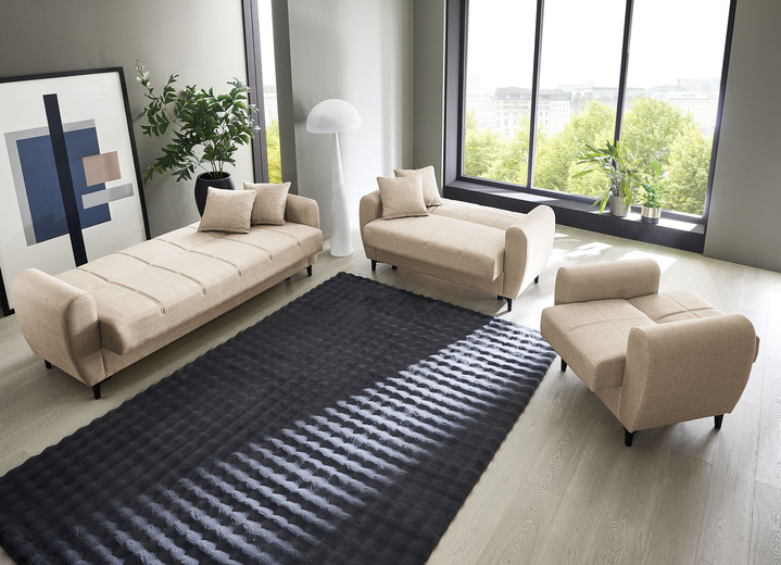Polstergruppen - Frei im Raum aufstellbare Polstermöbel mit Bettfunktion, in Farbe BEIGE, in Ausführung Zweisitzer Ansicht 23