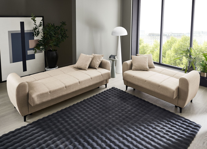 Polstergruppen - Frei im Raum aufstellbare Polstermöbel mit Bettfunktion, in Farbe BEIGE, in Ausführung Zweisitzer Ansicht 14