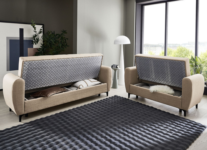 Polstergruppen - Frei im Raum aufstellbare Polstermöbel mit Bettfunktion, in Farbe BEIGE, in Ausführung Zweisitzer Ansicht 15