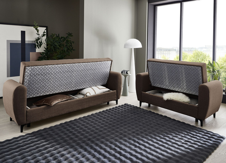 Polstergruppen - Frei im Raum aufstellbare Polstermöbel mit Bettfunktion, in Farbe BEIGE, in Ausführung Zweisitzer Ansicht 12