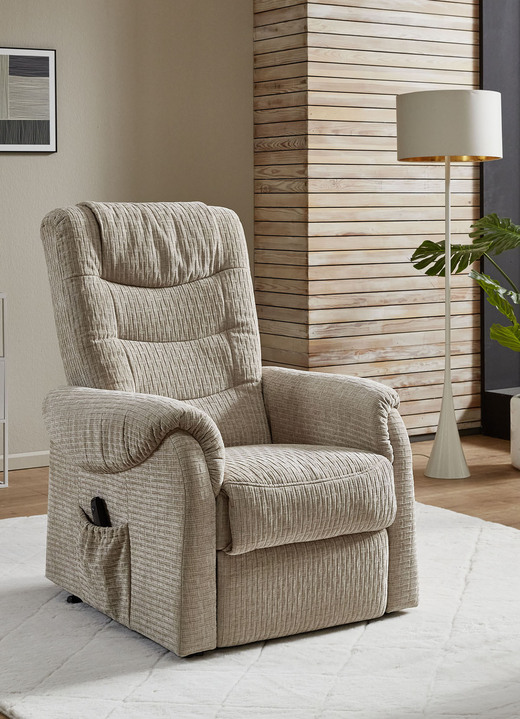 TV-Sessel / Relax-Sessel - TV-Sessel auf Rollen, in Farbe GRAU-BRAUN, in Ausführung TV-Sessel mit Motor, Aufstehhilfe und Fernbedienung Ansicht 1