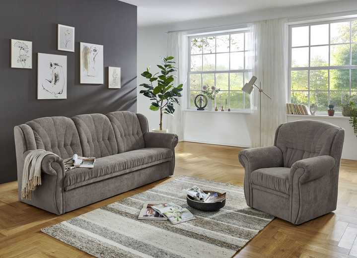 Polstergruppen - Klassische Polstermöbel mit hochwertigem Bezug, in Farbe GRAU-BRAUN, in Ausführung Sessel Ansicht 25