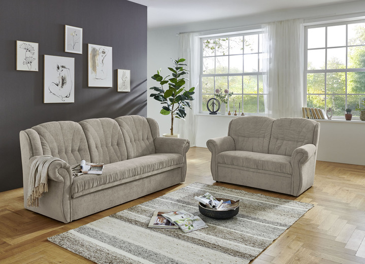 Polstergruppen - Klassische Polstermöbel mit hochwertigem Bezug, in Farbe TAUPE, in Ausführung Polstergruppe, 2-teilig Ansicht 1