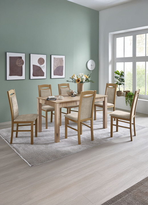 Stühle & Sitzbänke - Zeitlose Esszimmermöbel, in Farbe EICHE SONOMA-BEIGE, in Ausführung Essgruppe, 5-teilig Ansicht 4